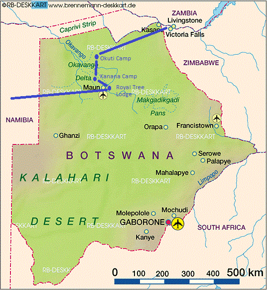 map. Botswana